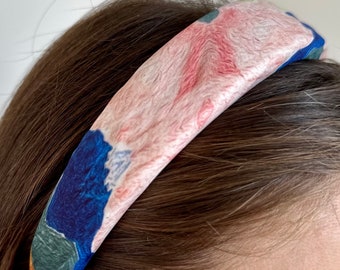 Pink, Yellow and Blue Colourful Watercolour Floral Padded Alice Headband | Gift for Her
