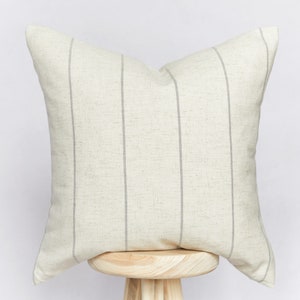 Grey and Beige Striped Cushion Cover | Farmhouse Country Cushion Cover