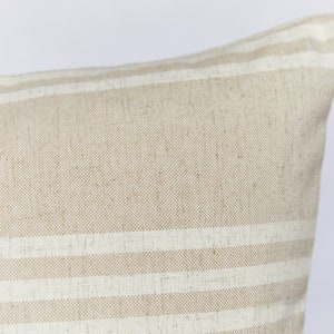 Natural Beige Striped Rectangular Cushion Cover Farmhouse Country Cushion Cover image 2