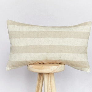 Natural Beige Striped Rectangular Cushion Cover | Farmhouse Country Cushion Cover