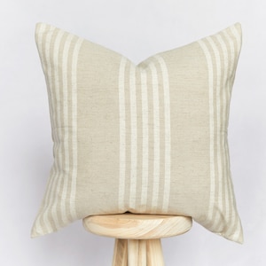 Natural Beige Striped Cushion Cover | Farmhouse Country Cushion Cover