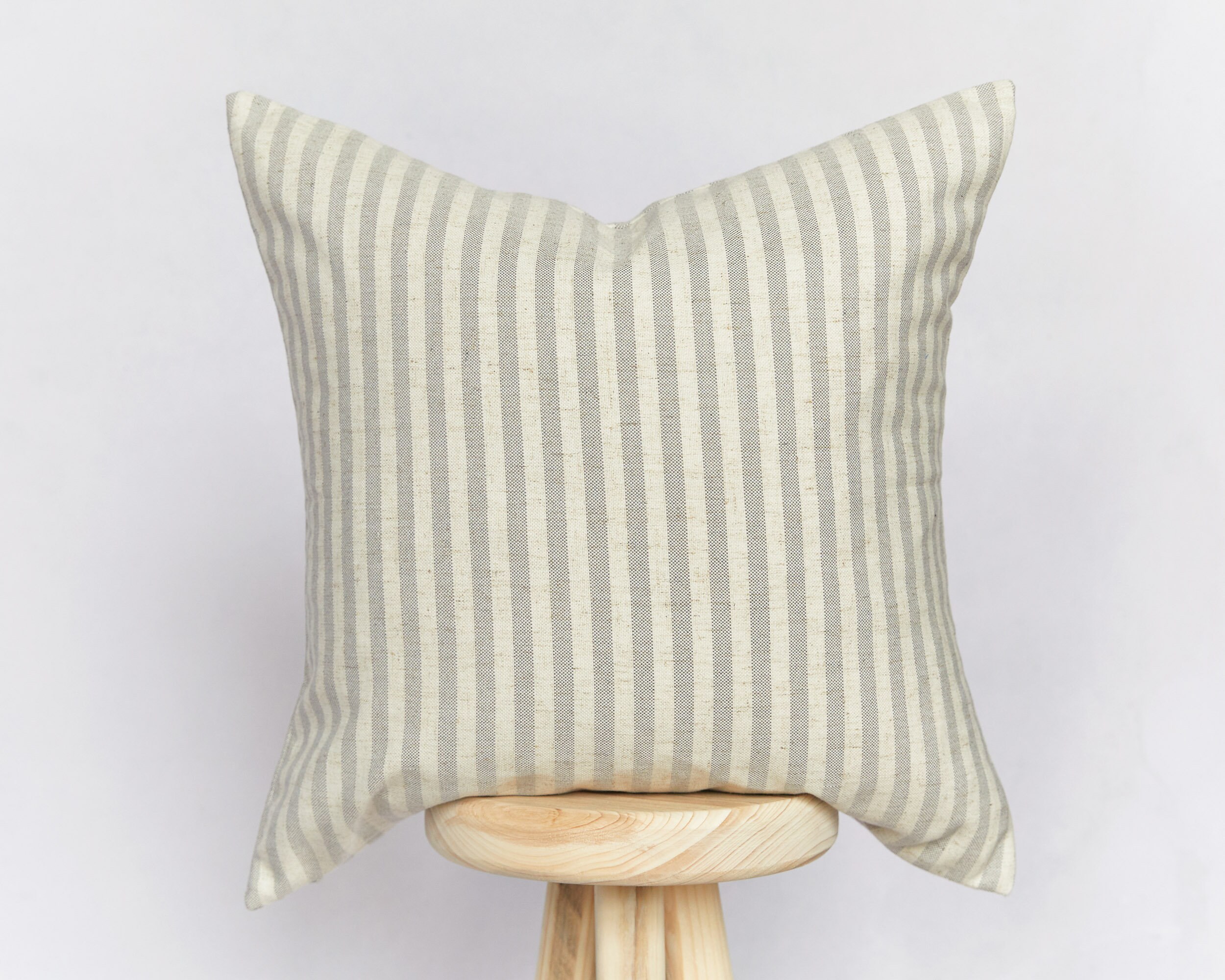 Tissu Rayé Beige et Gris Mélange Coussin Housse | de Coussin Campagne Ferme