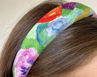 Colourful Watercolour Floral Padded Alice Headband