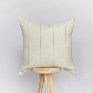 Beige Striped Linen blend Cushion Cover | Farmhouse Country Cushion Cover