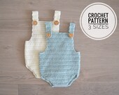 Crochet Pattern Baby Romper, Crochet Pattern Robin romper, Baby onesie, Baby Playsuit in three sizes