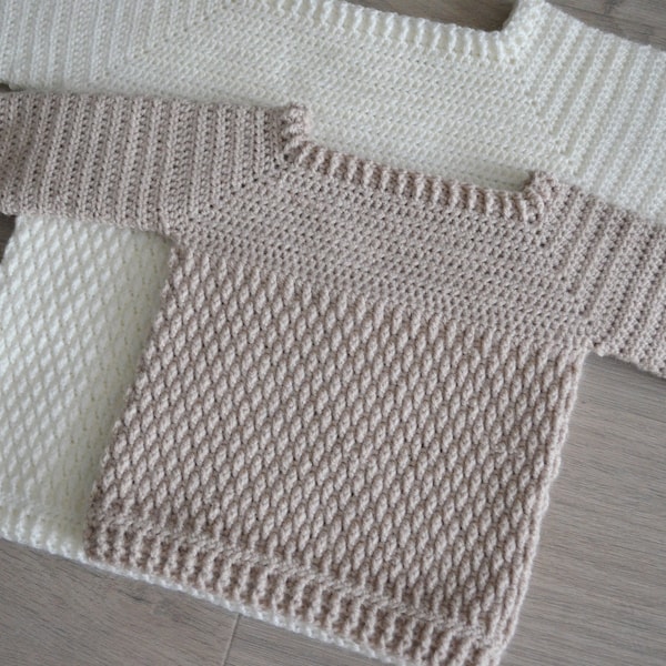 Gehäkelter Pullover HÄKELMUSTER (bis 4 Jahre), Häkelpullover für Babys, Häkelpullover für Kinder, Kinderpullover