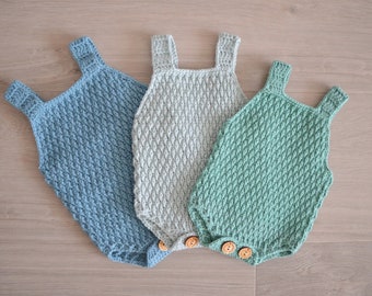 Rebel Romper Crochet Pattern, Crochet romper Pattern, Crochet romper, neutral crochet overall, Crochet baby outfit one piece