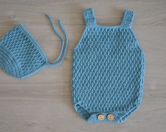 REBEL BUNDLE, Crochet romper and bonnet, Crochet baby outfit, Crochet bonnet, Crochet romper, Outfit baby girl, outfit baby boy