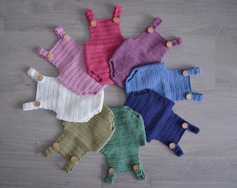 Crochet Pattern Baby Romper, Crochet Pattern Robin romper, Baby Playsuit in three sizes