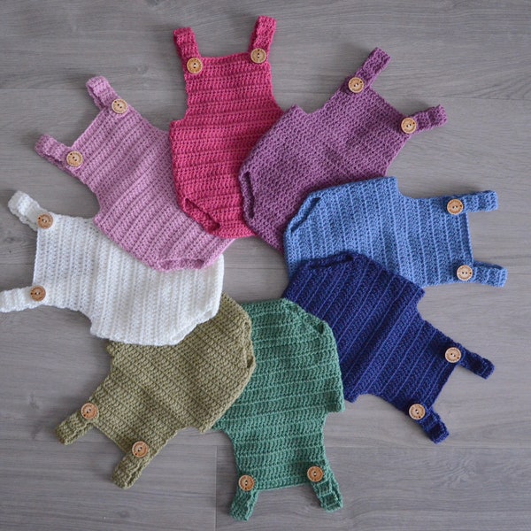 Barboteuse bébé au crochet, barboteuse Robin au crochet, combishort pour bébé en trois tailles