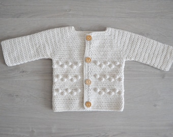 Crochet Baby Cardigan PATTERN (up to 12 months) - Lola baby cardigan - crochet baby cardigan pattern - Crochet outfit baby