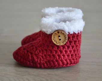Crochet Christmas Booties CROCHET PATTERN Christmas Baby Booties