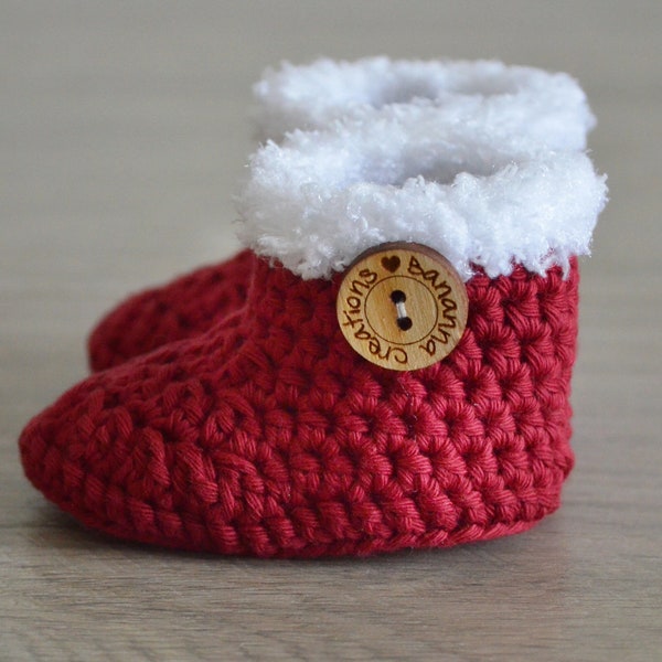 Crochet Christmas Booties CROCHET PATTERN - Christmas baby booties - Christmas pregnancy announcement booties crochet pattern