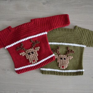 Christmas Baby sweater CROCHET PATTERN up to 12 months, Baby jumper, Christmas sweater, Rudy baby sweater image 3