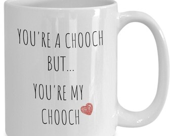 Funny Italian Coffee Mug: 'You're a Chooch', Gift for Dad Husband Coworker, Sarcastic Humor Cup