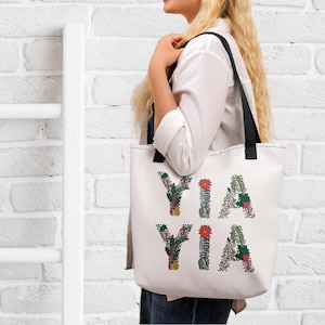 Yiayia Floral Tote Bag: Greek Grandmother Gift