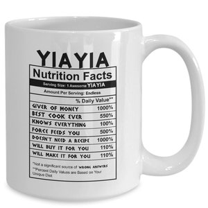 Yiayia Nutrition Facts Mug: Funny Greek Grandma Gift image 1