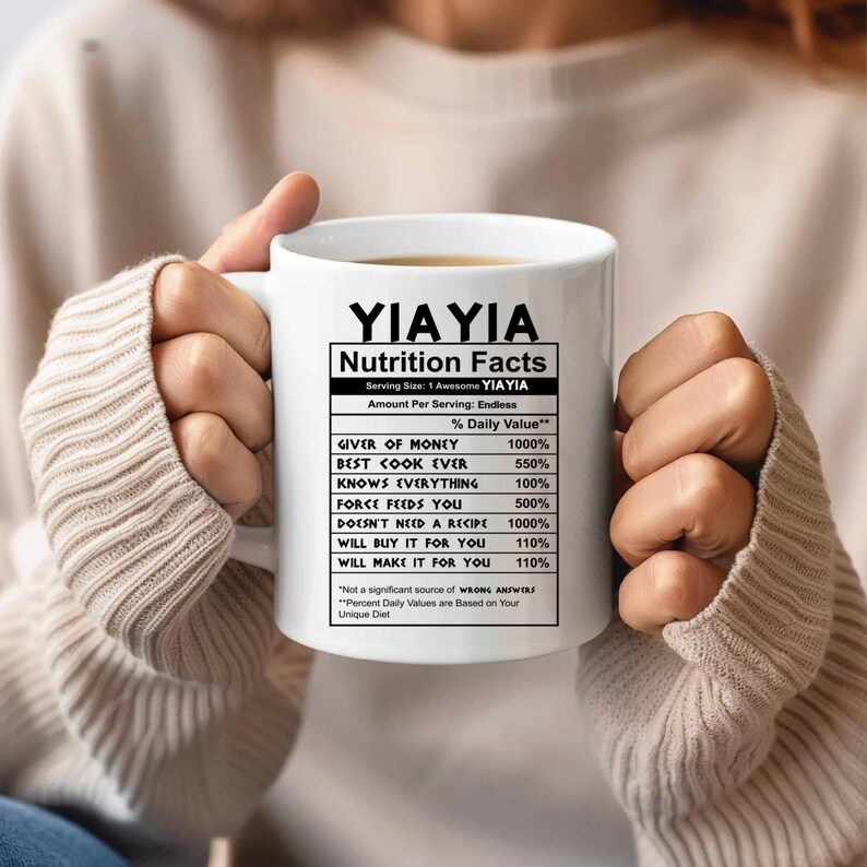 Yiayia Nutrition Facts Mug: Funny Greek Grandma Gift image 4