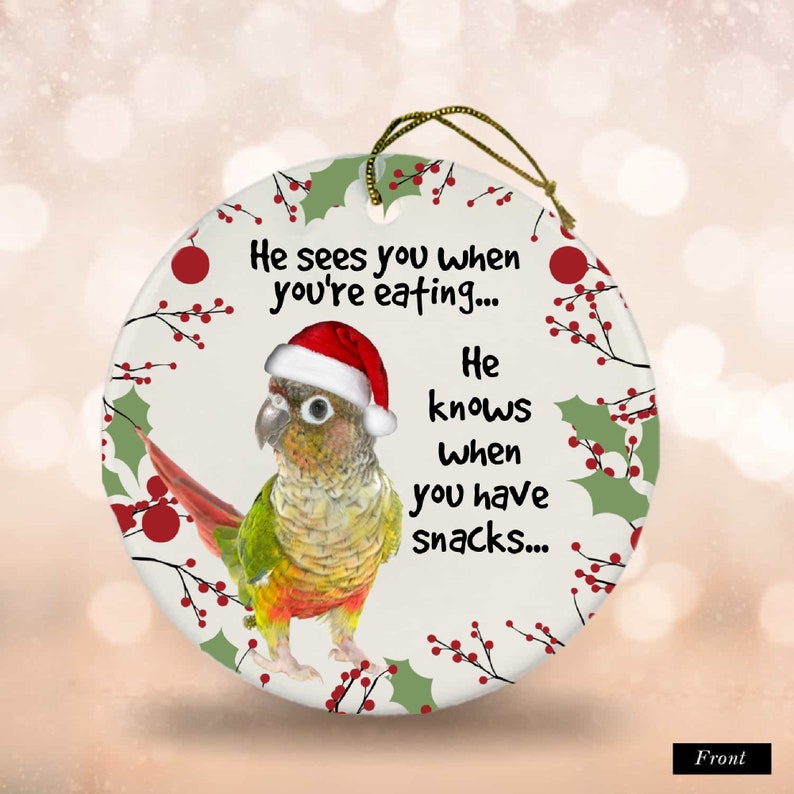 Pineapple Green Cheek Conure Christmas Tree Ornament, Pineapple Green