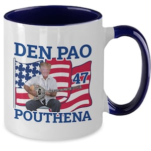 Greek Trump 47 Mug – Funny Pro Trump Gift for Greeks, Den Pao Pouthena Trump Coffee Cup, Trump Playing Bouzouki Mug, Greek Conservative Gift