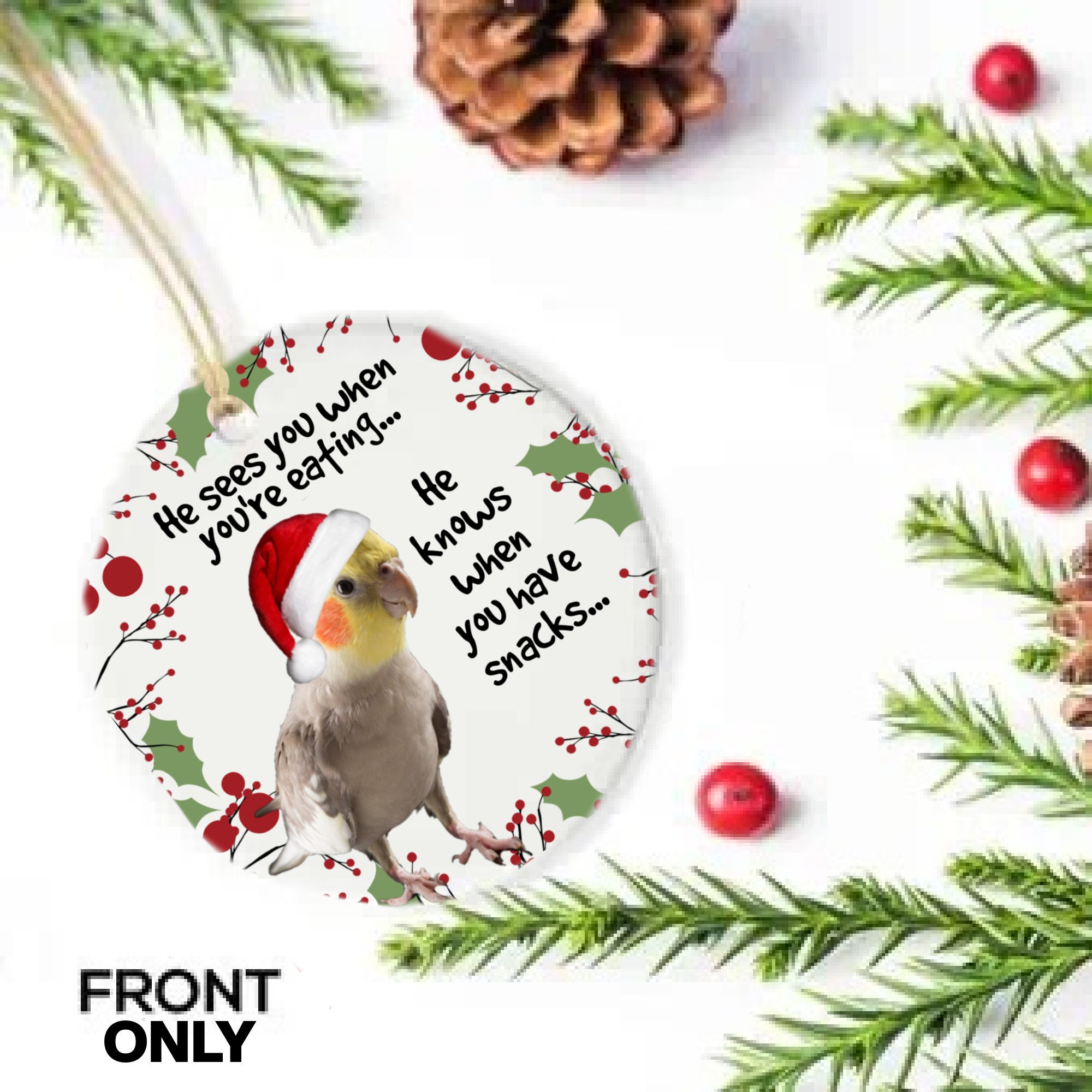 Cockatiel Christmas Tree Ornament Cockatiel Christmas Gifts Etsy