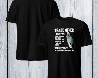 Funny Blue Indian Ringneck T-Shirt: Biting Bird Trade Offer