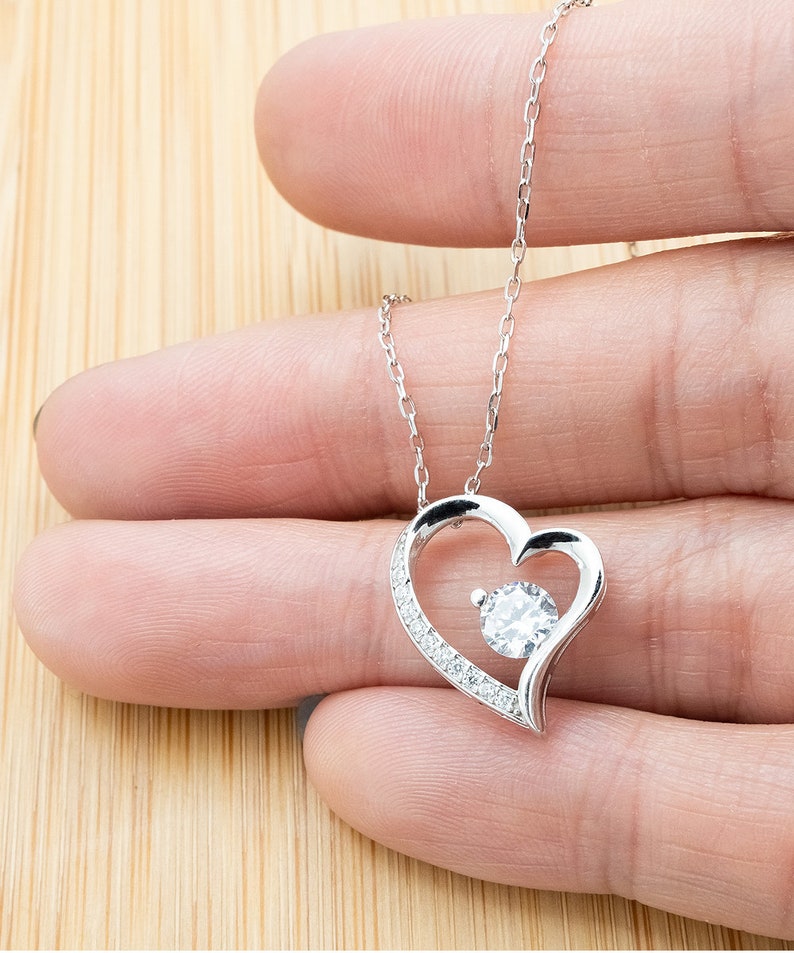 Mother Daughter Necklace Gift Set - Sterling Silver & Rose Gold Love Knot Pendant With Cubic Zirconia, Message Card, Gift Box