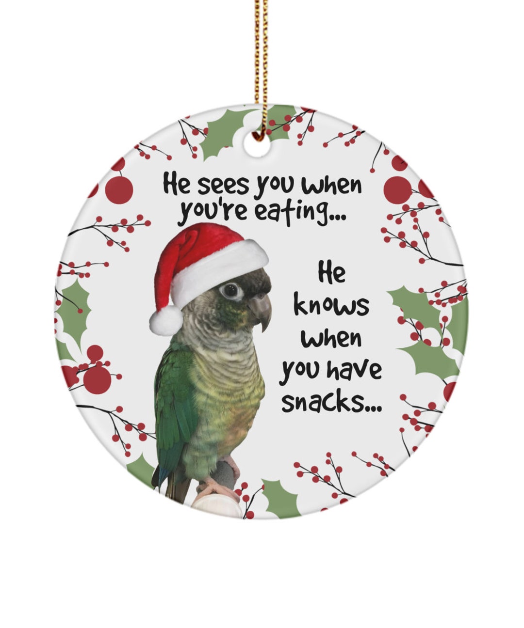 Green Cheek Conure Ceramic Christmas Tree Ornament, Green Cheek Conure
