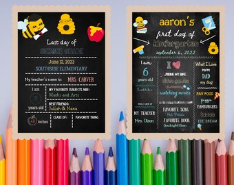 Terug naar schoolbord; Sjabloon voor de eerste schooldag; Sjabloon voor de laatste schooldag; Eerste schooldag schoolbord; Directe download