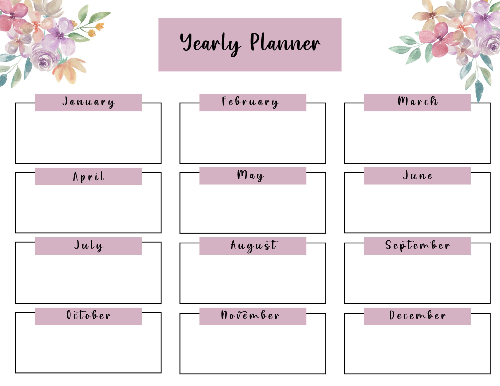 Printable Planner Daily Weekly Monthly Yearly, Download Printable ...
