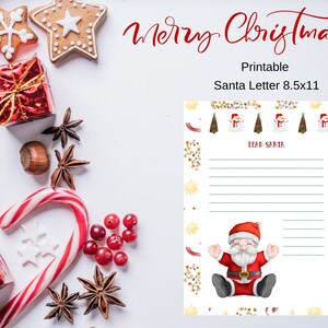 Lieber Santa Brief und Umschläge Sofort Download, Blanko Lieber Santa Brief für Kinder Weihnachten Wunschliste, Santa Brief PDF und PNG