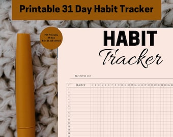Printable Monthly Habit Tracker - Quatre modèles différents fournis en formats A4 et US Letter - Habit Tracker Template - Modèle mensuel