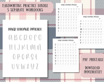 Handwriting Practice Bundle - Printable Handwriting Worksheets including Bullet Journal Planner Words - Alphabet Letter Tracing Practice