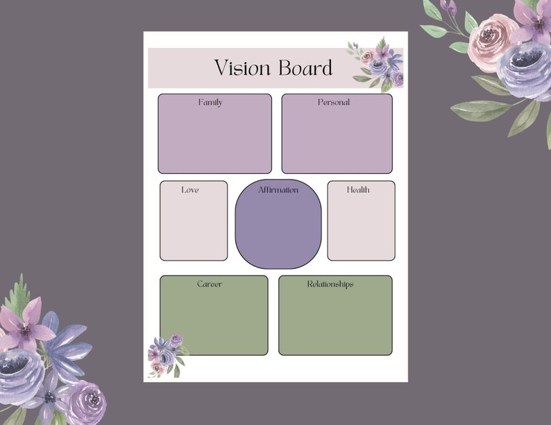 Vision Boards Template Vision Board Printable Vision Board Goal Setting ...