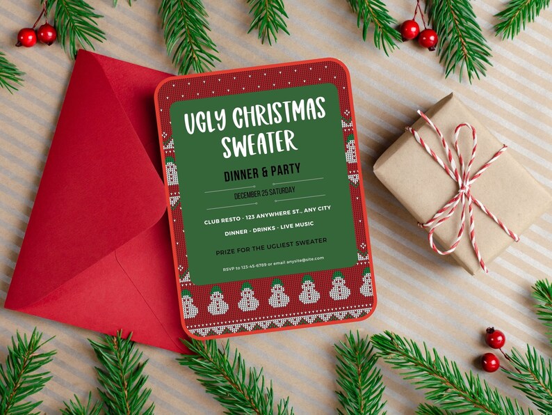 Ugly Sweater Christmas Party Invitation Digital Holiday - Etsy