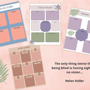 Vision Boards Template; Vision Board Printable; Vision Board; Goal Setting; Affirmation Template; Affirmation Journal