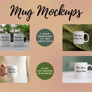 Mug Mockup 11oz Coffee Mug Mockup 4 design bundle - White Mug Mockup - JPEG Files Instant Download