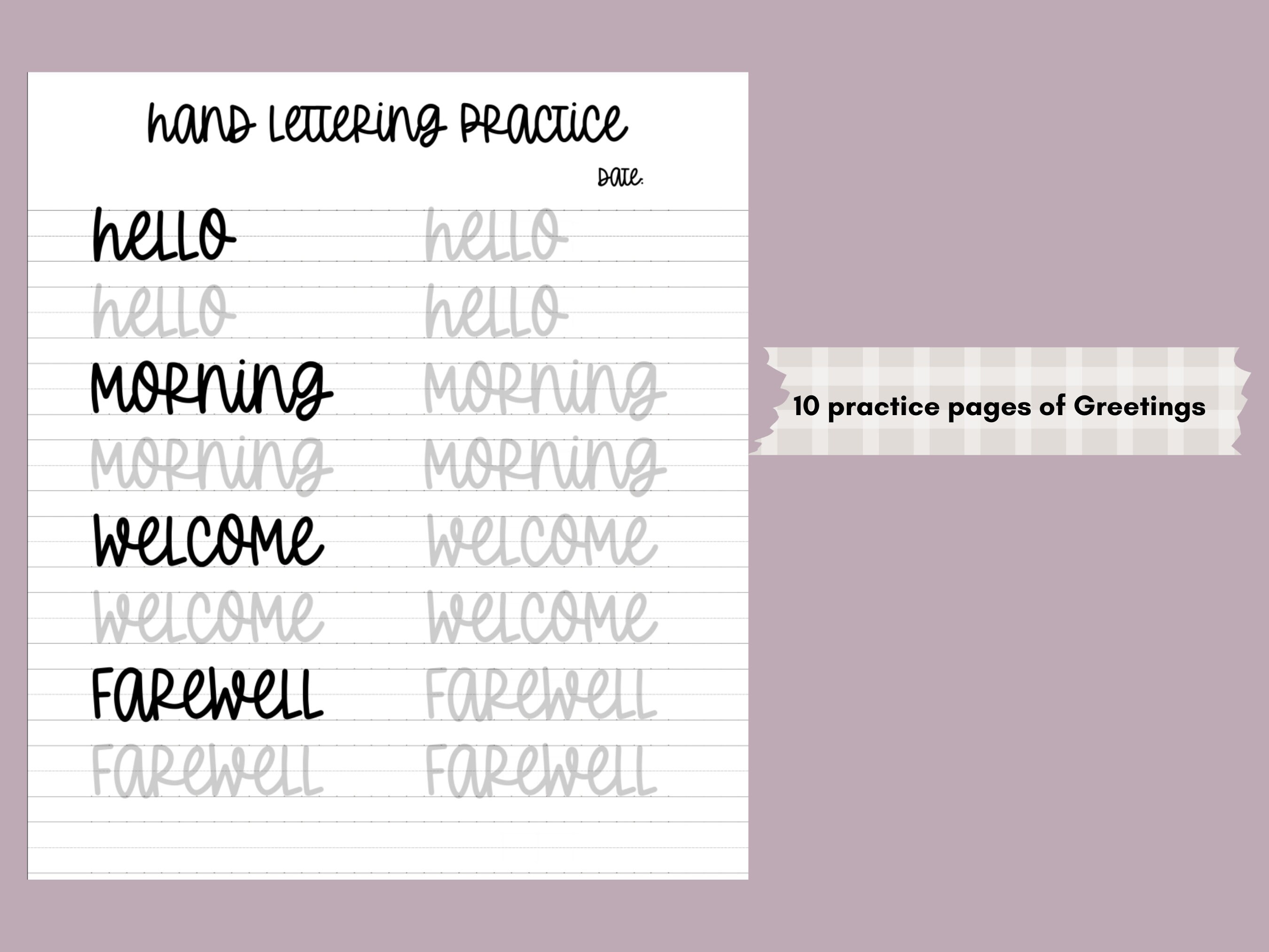 Hand Lettering Worksheets, Hand Lettering Workbook, Practice Lettering ...