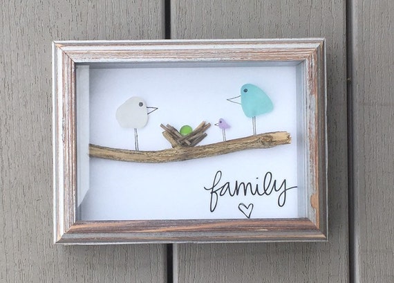 Sea Glass Bird Family Sea Glass Art Sea Glass Family Baby - Etsy