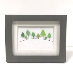 Sea Glass art, sea glass Trees, Sea Glass Forest, Green Sea Glass Art, Framed Sea Glass Art, Mini Frame Sea Glass Art