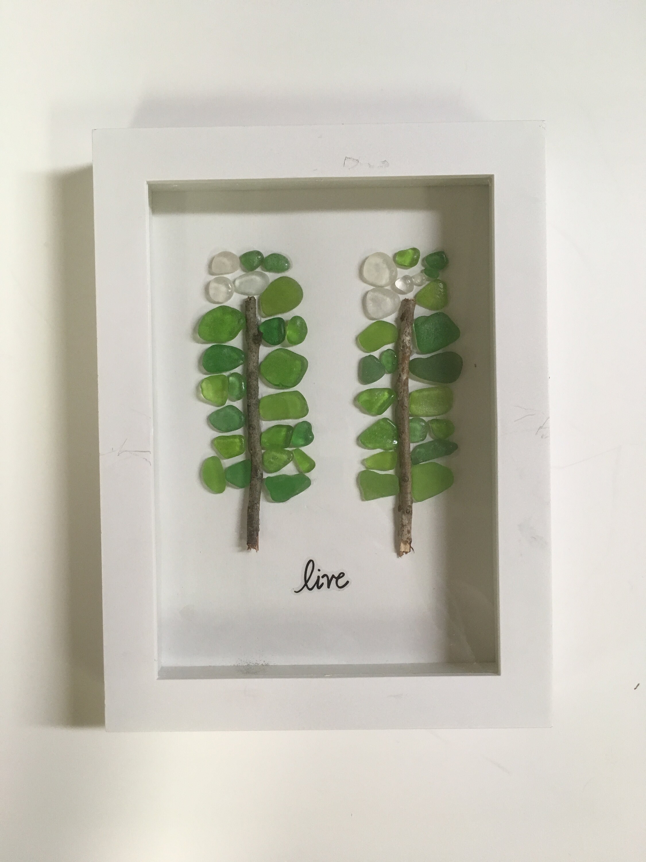 Sea Glass Art Trees in Shadowbox Frame Etsy