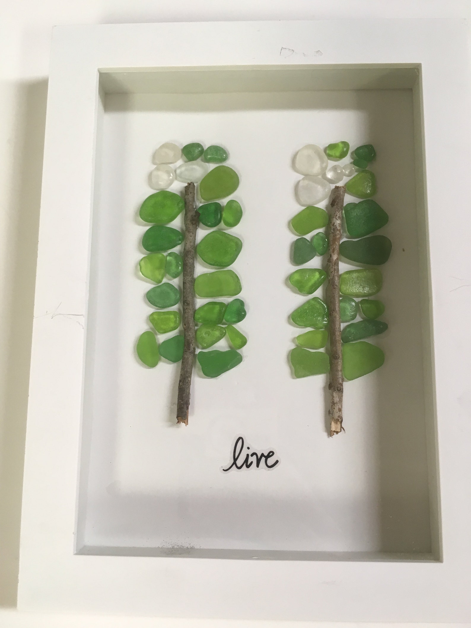 Sea Glass Art Trees in Shadowbox Frame Etsy