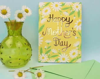 Gold daisy flower mother's day card