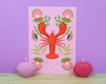 Magical lobster illustration ocean art print