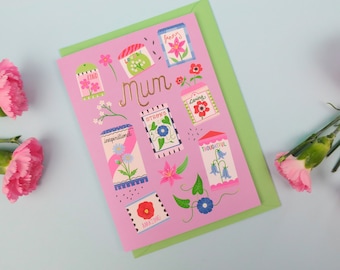 flower seed packet mother's day card gold foiled
