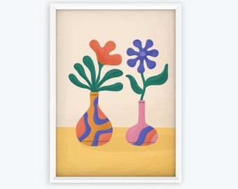 Groovy flowers illustration print