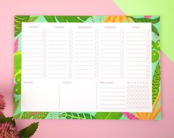 Weekly planner desk pad, habit tracker, to do list