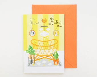 New baby cute gold foiled card