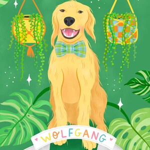 Custom dog and plant portrait, personalised pet art, unique colourful gift image 5