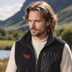 Fox Red Labrador Owner Gifts Embroidered Unisex Eco-Friendly Sherpa Fleece Body Warmer Gilet.